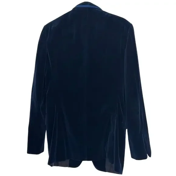 Gucci, Single breasted blazer in blue navy velour - Picture 2 of 6